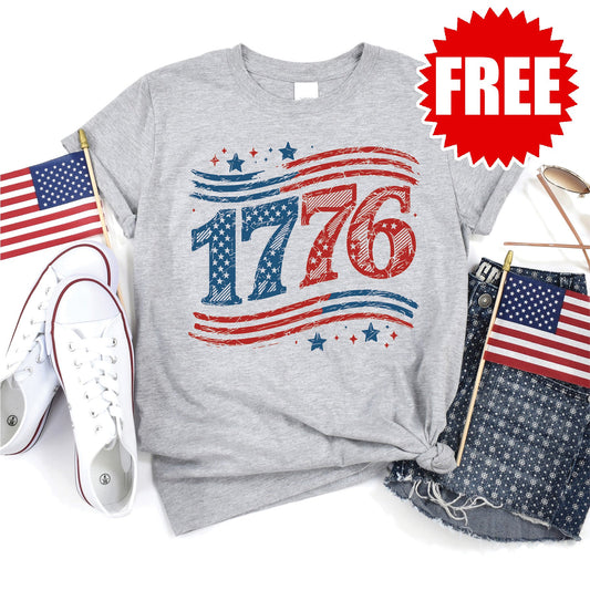 1776 Flag Tee - Heather Grey - 0