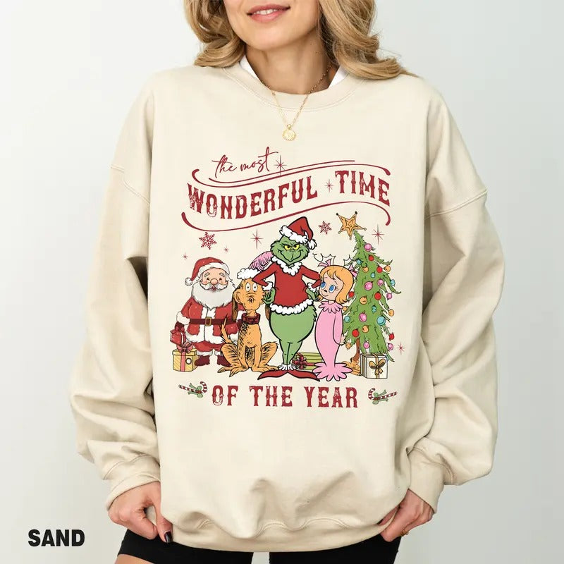 Grinchmas Sweatshirt, The Most Wonderful Time Of The Year Grinch Christmas Sweatshirt Hoodie, Merry Christmas Sweatshirt,...