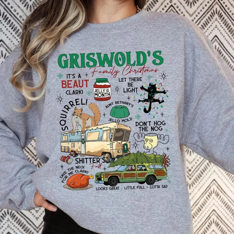 Griswolds Family Christmas Movie Sweatshirt, Christmas Sweatshirt, Christmas Gift For Family Cotton Womenswear T-Shirts,...