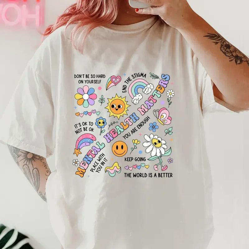Groovy Mental Health Shirt~ Unisex Apparel Relaxed Fit Printed In The USA Clothing Womenswear Casual Comfort Cotton Top...