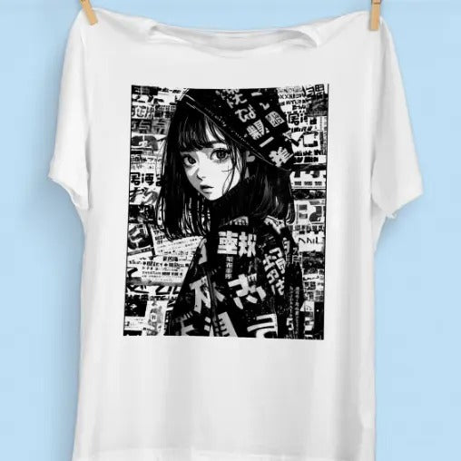 Grunge Anime Manga Girl T-Shirt | Kawaii Clothing | Alt Clothes | Anime Aesthetic | Grunge Clothing | Harajuku Streetwear...