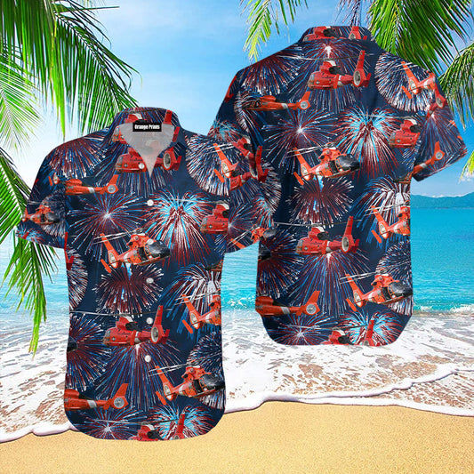 Guard Eurocopter Mh-65 Dolphin Helicopter Fireworks Hawaiian Shirt Hw4473