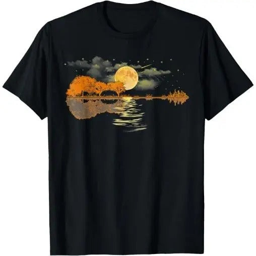 Guitar Lake Reflections Love Musician Acoustic Guitar T-Shirt Made in USA Hoodie, Sweatshirt | HypeCrazeTee.com