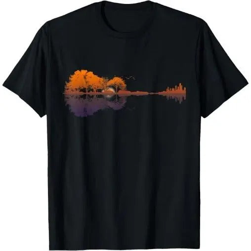 Guitar Lake Reflections Music and Guitar Lover Guitar T-Shirt Made in USA Hoodie, Sweatshirt | HypeCrazeTee.com