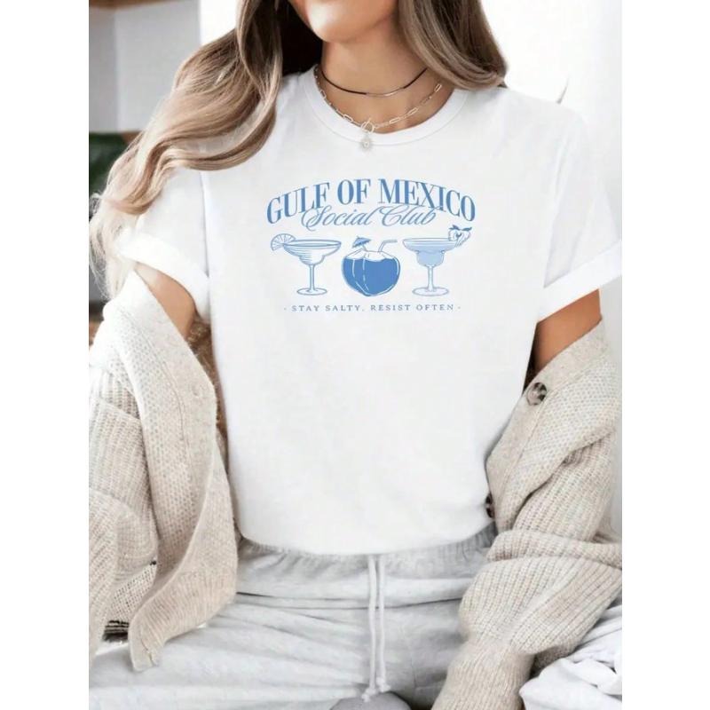 Gulf Of Mexico Social Club Ladies Summer Short Sleeve, Anti-Trump T-Shirt Democratic Gift, Trump Progressive Free Funny...
