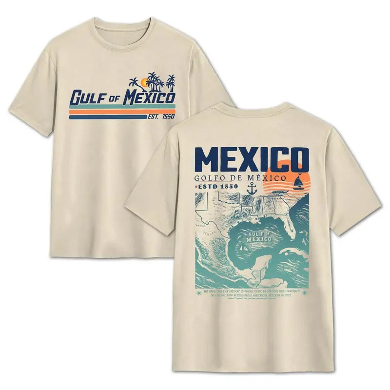 Gulf of Mexico 2-Side Shirt, Gulf Retro Coast Shirt, Texas Alabama Mississippi Florida Beach, Crewneck Mexico Gift for...