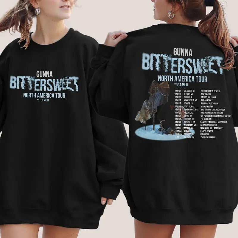 Gunna Bittersweet Shirt North America Tour 2024 Sweatshirt Wunna Bittersweet Tour 2024 Hoodie Gunna Concert 2024 Double...
