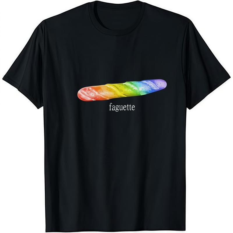 HAGBDH Fashion Designer T-Shirts - Cotton Graphic Tees with Faguette Pride LGBT Baguette T-shirt,Crewneck,Casual,Ideal...
