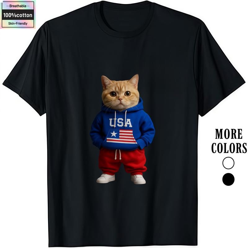 HAGBDH Fashion Designer T-Shirts - Cotton Graphic Tees with USA Hoodie Bear Tee