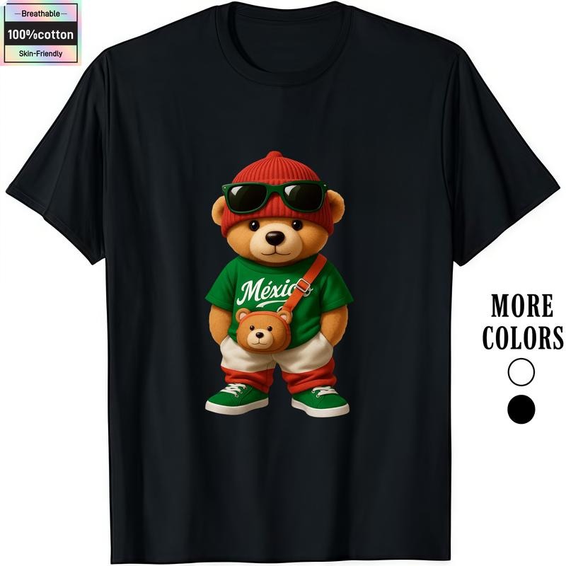 HAGBDH Fashion Designer T-Shirts Cotton Graphic Tees with México Mode Bear Tee Crewneck Casual Ideal for Everyday Wear...