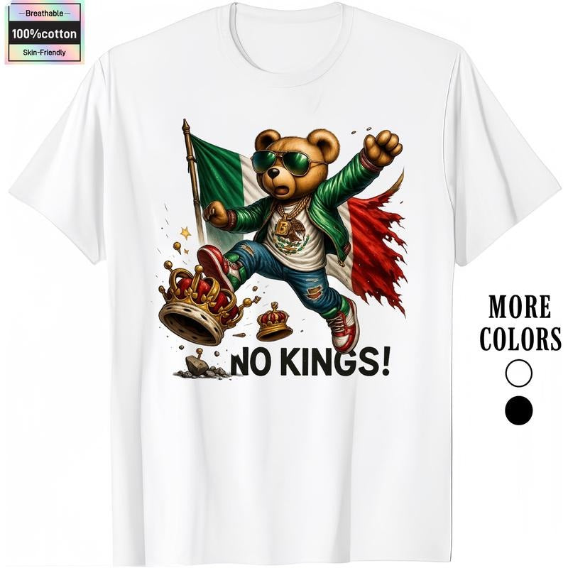 HAGBDH No Kings Graphic T-Shirt - 100% Cotton Crewneck Tee for Men, Casual Everyday Wear, Tropical Streetwear, Short...