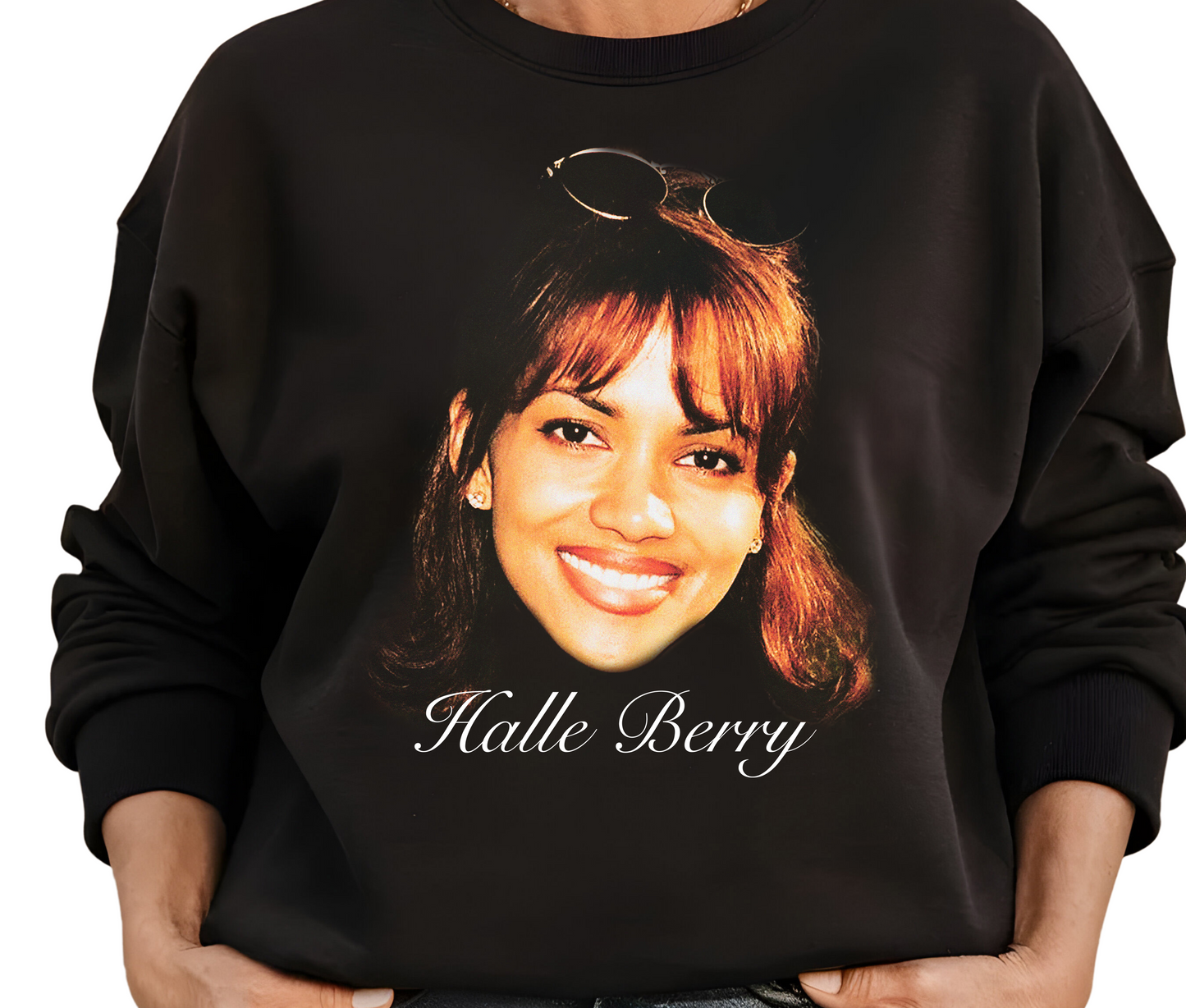 Halle Berry 90s Supermodel Sweatshirt – Oscar-Winning Icon Retro Hollywood Sweater, Vintage Fashion Streetwear
