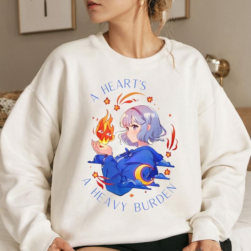 HC Calcifer and Sophie A Heart's A Heavy Burden Characters Anime Lovers Shirt Crewneck Hoodie, Manga Shirt Sweatshirt