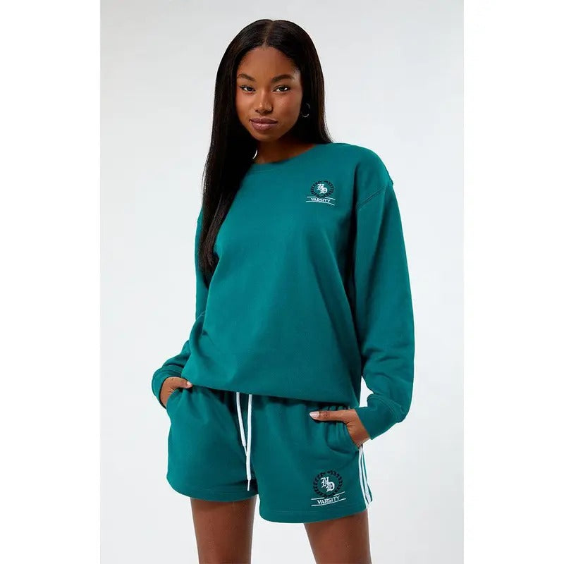 HELLO, DAISY Women's Varsity Crew Neck Sweatshirt T-Shirts, Hoodie | HypeCrazeTee.com