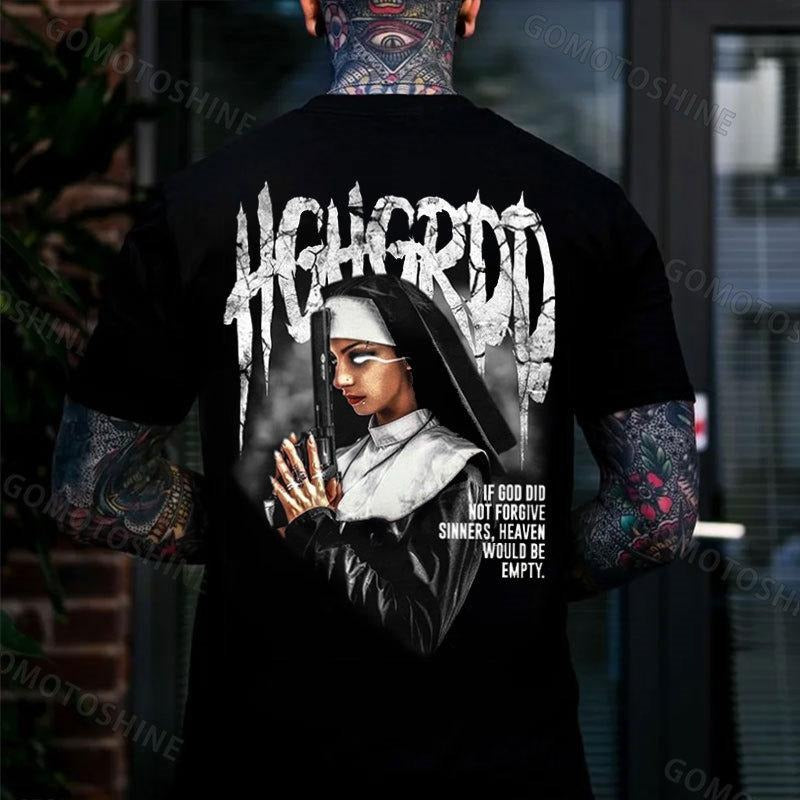 HGHGRDD Evil Nun Print Men's T-Shirt Hoodie, Sweatshirt | HypeCrazeTee.com