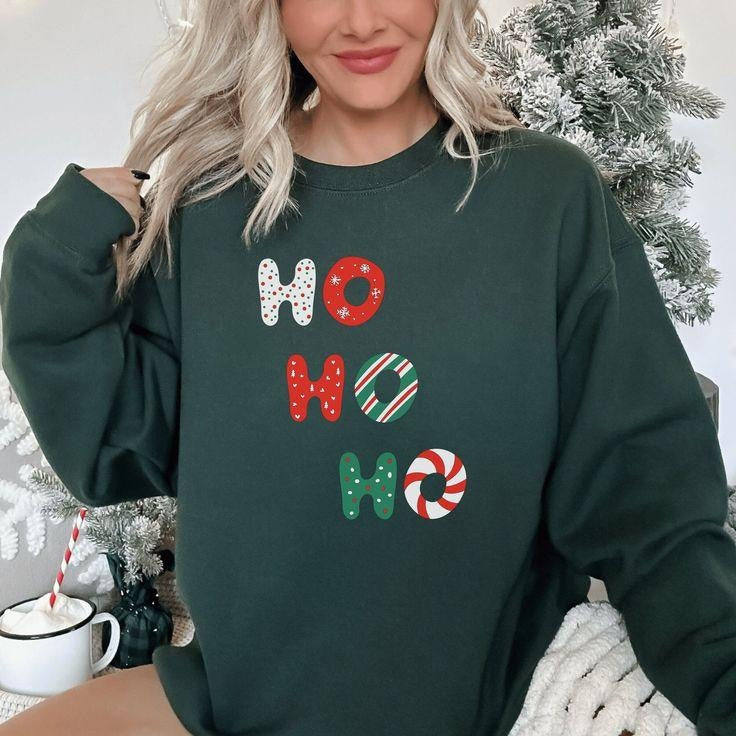 HO HO HO Santa Sweatshirt Christmas Cozy Sweatshirt T-Shirts, Hoodie | HypeCrazeTee.com