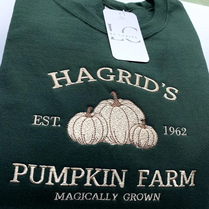Hagrid's Pumpkin Farm Embroidered Sweatshirt | Cozy Fall Sweater | Wizarding World Inspired | Halloween Pumpkin Patch...