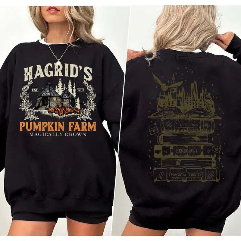 Hagrid's Pumpkin Farm Sweatshirt, Thanksgiving 2024 Hoodie, Fall Sweater, Book Lover Gift, Pumpkin Crewneck Shirt,...