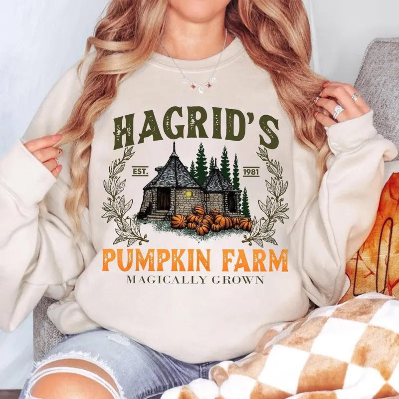 Hagrid's Pumpkin Patch Sweatshirt, Fall Halloween Spooky Season Unisex Classic T-Shirts in All Sizes All Color for Women...