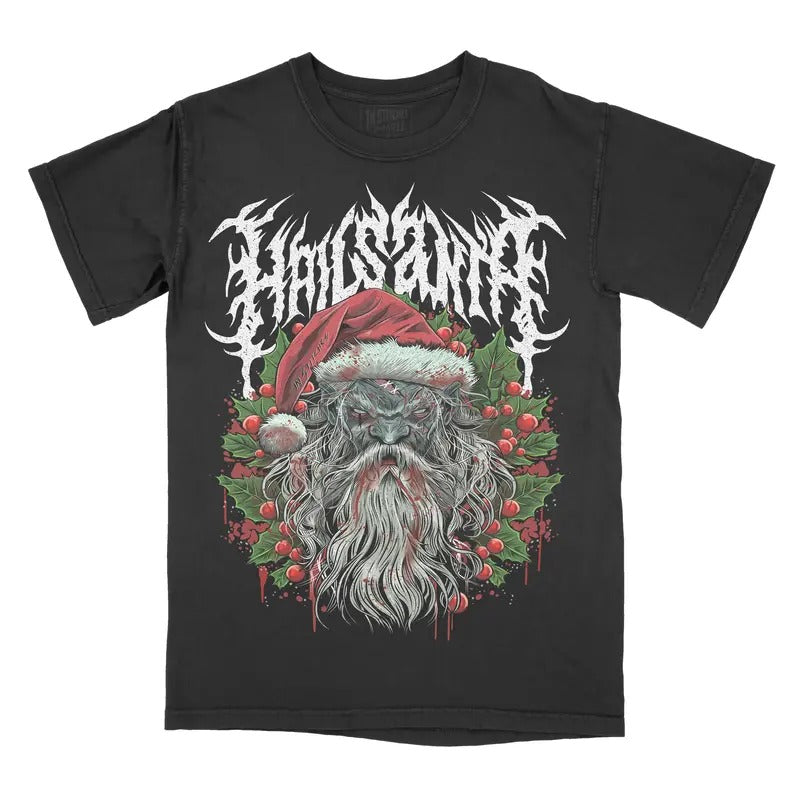 Hail Santa Graphic Tee - Comfort Colors Shirt Metal Christmas Unisex Top Hoodie, Sweatshirt | HypeCrazeTee.com