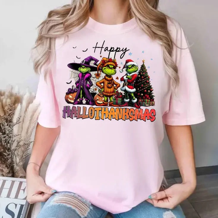 Hallothanksmas Movie Tree Xmas Merry Xmas Trending Funny Shirt Xmas Farmer Family T-Shirts, Hoodie, Sweatshirt