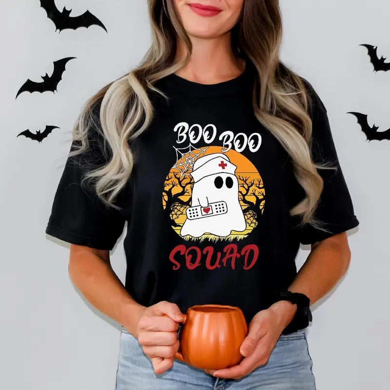 Halloween Boo Boo Squad Shirt - Halloween Ghost Nurse Shirt - Halloween Ghost Boo Shirt Hoodie, Sweatshirt | HypeCrazeTee.com
