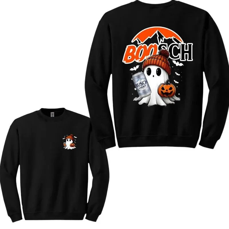 Halloween BooSch Light ghost with Pumpkin Sweater, Boosch Light Beer Halloween Boo 2 sides Sweatshirt for men and women...