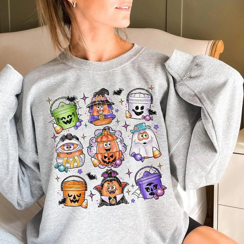 Halloween Chicken Nuggets Sweatshirt, 90s Retro Halloween Shirt, Spooky Nugget Crewneck Hoodie | HypeCrazeTee.com