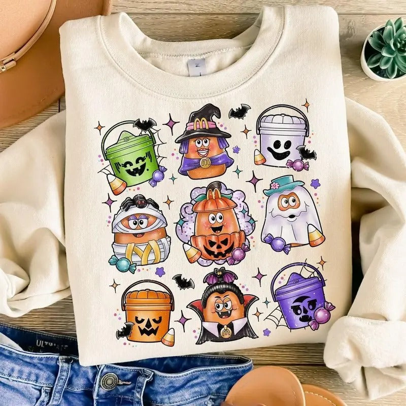 Halloween Chicken Nuggets Sweatshirt, 90s Retro Halloween Shirt, Spooky Nugget Crewneckstyle{n002}2 Hoodie | HypeCrazeTee.com