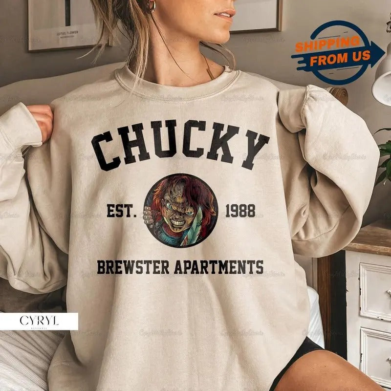 Halloween Chucky Sweatshirt, Horror Characters Est Shirt, Child's Play Sweatshirt, Halloween Movie Sweatshirt, Halloween...