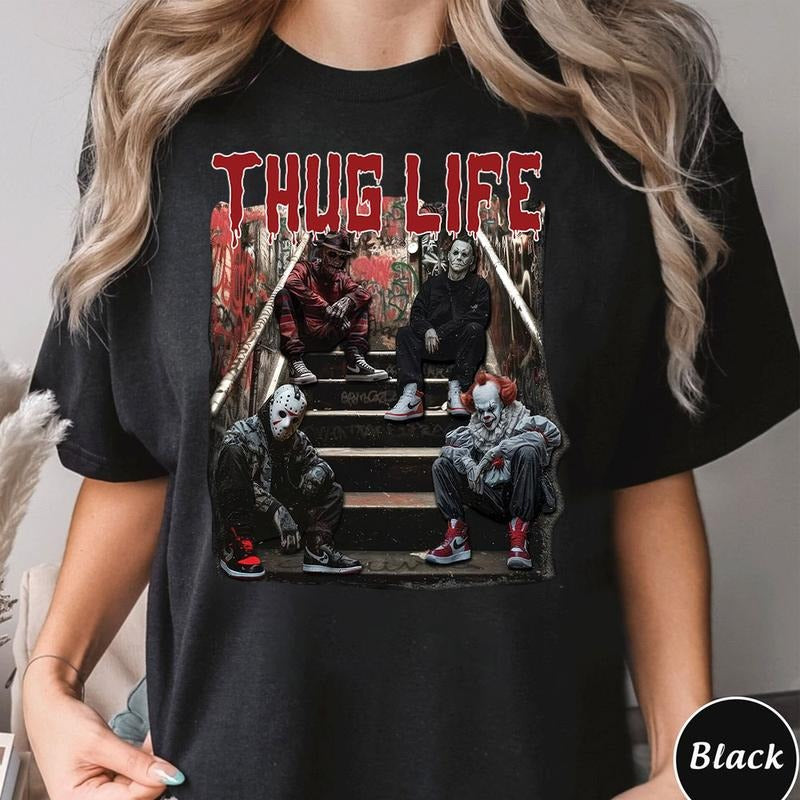 Halloween Horror Characters THUG LIFE Shirt style 02 Hoodie, Sweatshirt | HypeCrazeTee.com