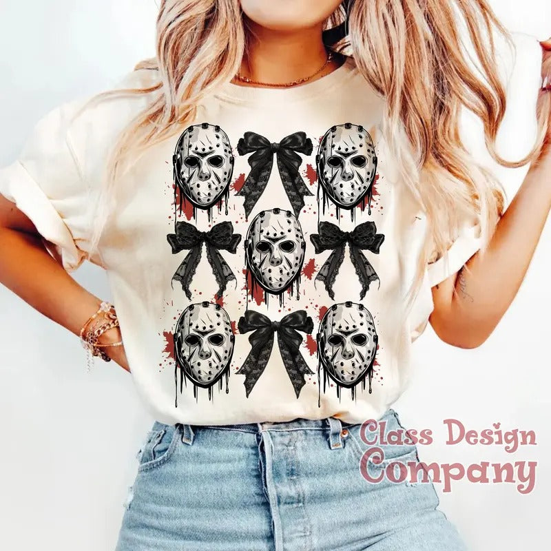 Halloween Horror Shirts Halloween Coquette Bow Horror Character Halloween Character Shirt Horror Movie Shirts T-Shirts, Hoodie, Sweatshirt