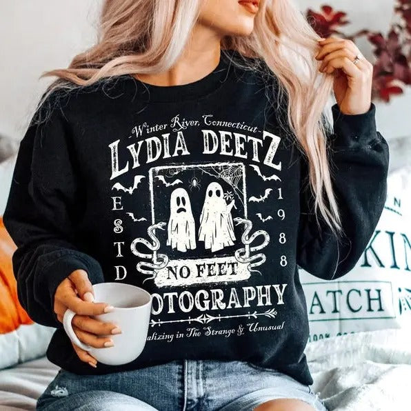 Halloween Lace Ghost Sweatshirt Ghost Bow Crewneck Coquette Halloween Sweater Spooky Fall Floral Long Sleeved Sweatshirt...