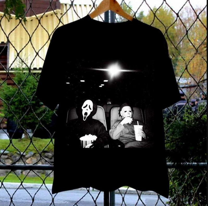 Halloween Michael Myers and Ghost Face Shirt, Halloween Horror Movie Fan Classic Cotton Hoodie, Sweatshirt | HypeCrazeTee.com
