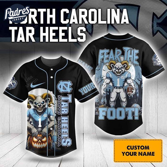 Halloween North Carolina Tar Heels Fear The Foot Football Custom Baseball Jersey - Padres Jersey Oasis: Elevate Your Baseball Style Game