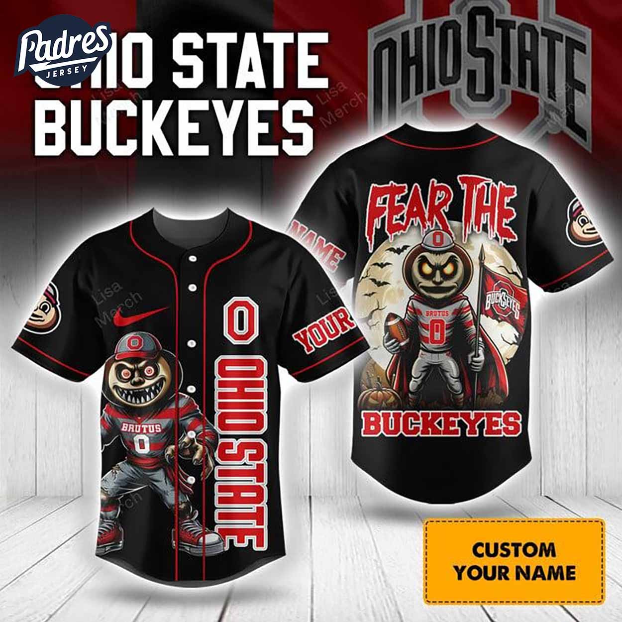 Halloween Ohio State Fear The Buckeyes Football Custom Baseball Jersey - Padres Jersey Oasis: Elevate Your Baseball Style Game