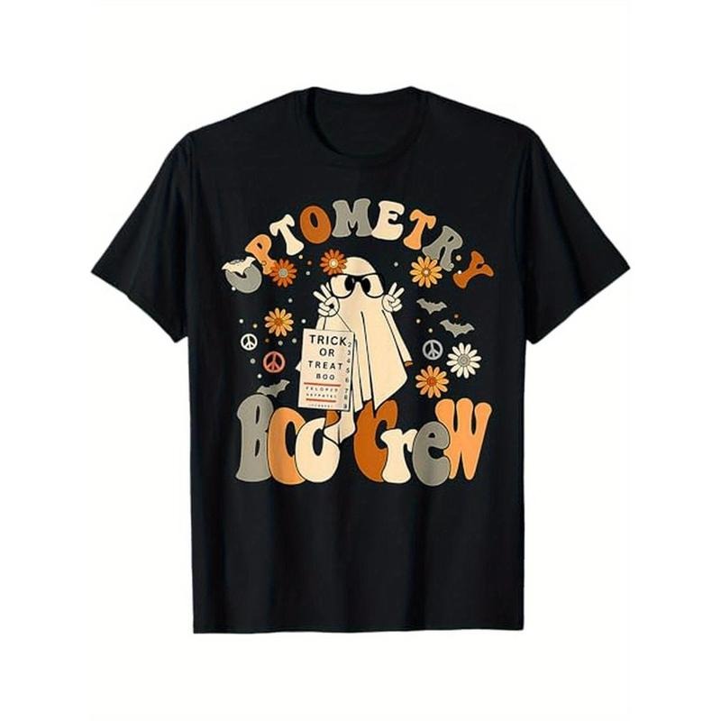 Halloween Ophthalmology Ghost Crew Ghost T-Shirt Halloween Thanksgiving Christmas, creative patterns, variable...
