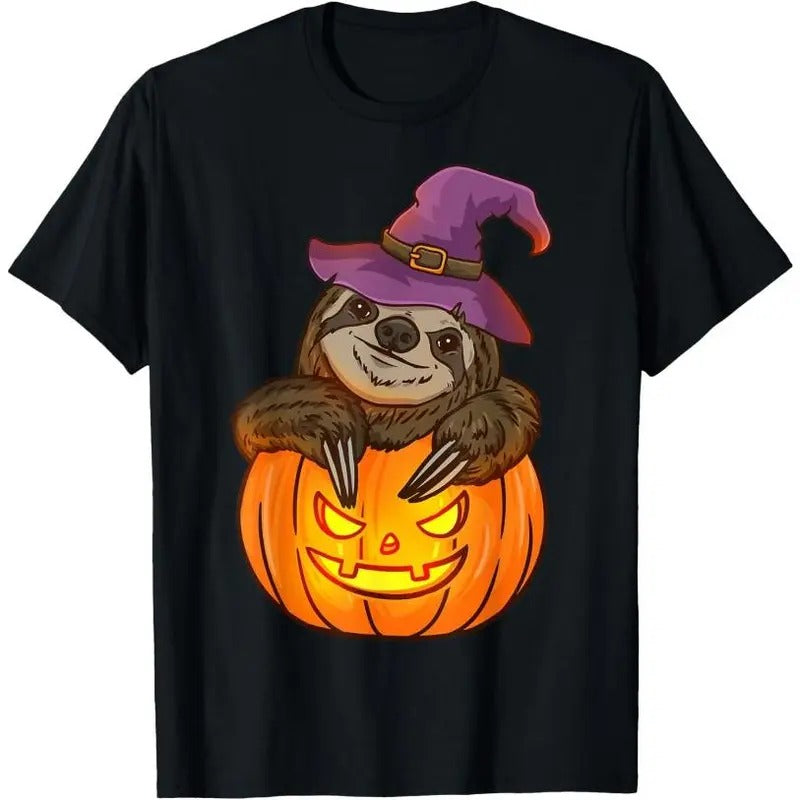 Halloween Pumpkin Sloth Halloween T-Shirt Made in USA Hoodie, Sweatshirt | HypeCrazeTee.com