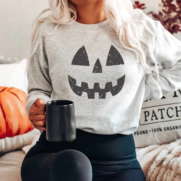 Halloween Pumpkin UNISEX Sweatshirts, Pumpkin Face Sweatshirt, Jack O' Lantern Sweatshirt, Halloween sweatshirt,...