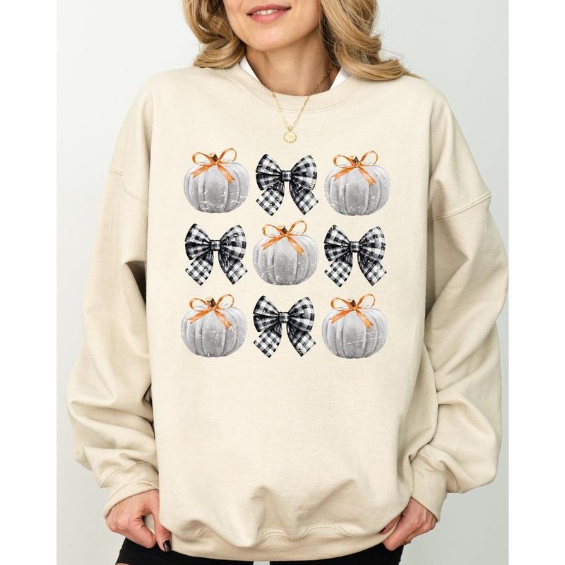 Halloween Ribbons and Pumpkins, Coquette Bows, Fall, Autumn Sweatshirt T-Shirts, Hoodie | HypeCrazeTee.com