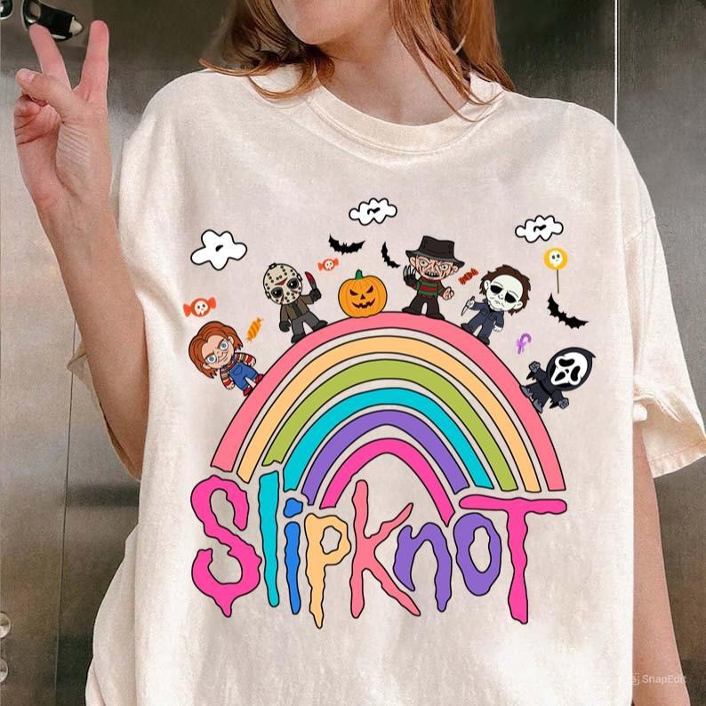 Halloween Slipknot Rainbow Shirt Scary Characters Horror Friend Tshirt Hoodie, Sweatshirt | HypeCrazeTee.com