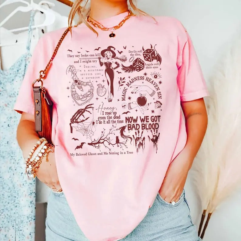 Halloween Songs Shirt Symbols & Lyrics Pumpkin Shirt Spooky Season Fall Season Shirt Ghost Cotton Womenswear Casual T-Shirts, Hoodie, Sweatshirt