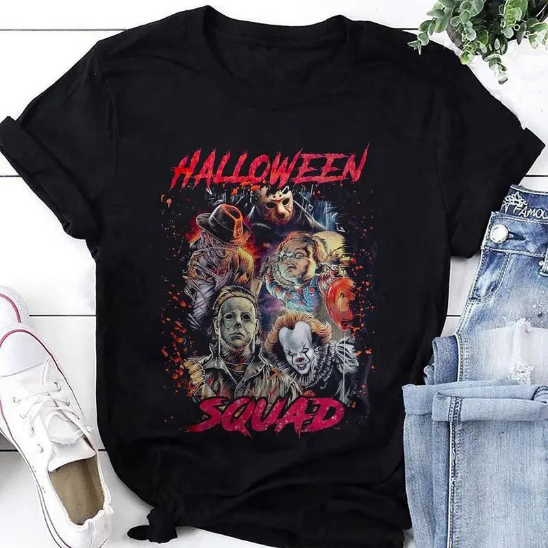 Halloween Squad T-Shirt, Halloween Horror Movie Shirt, Halloween Friends Shirt, Michael Myers Chucky Freddy Krueger Jason...