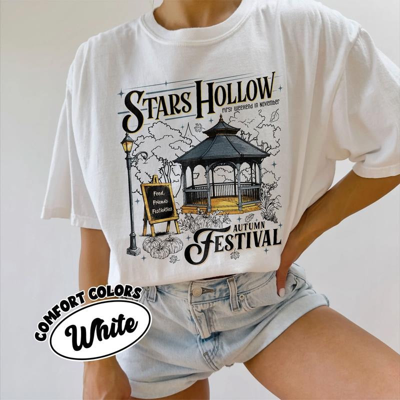 Halloween Stars Hollow Comfort Colors Shirt, Connecticut Inspired Tee, Autumn Festival Shirt, Autumn TV Show T Shirt,...