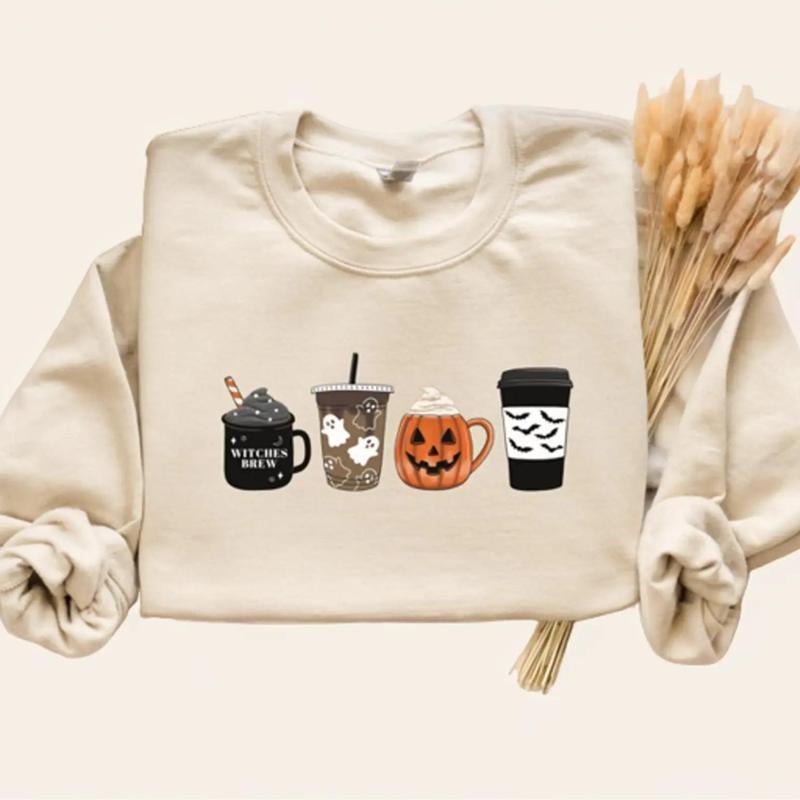 Halloween Sweatshirt, Fall Coffee Sweatshirt, Halloween Coffee Sweatshirt, Halloween Sweater, Halloween Crewneck, Pumpkin...