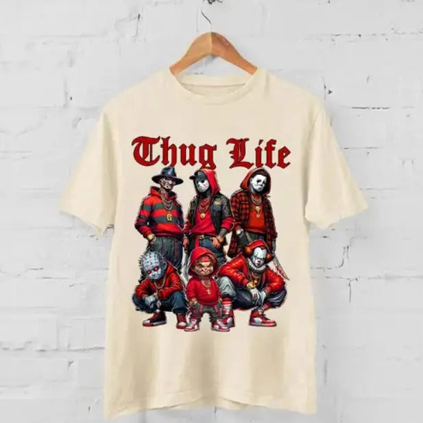 Halloween THUGLIFE Shirt, Halloween Horror Characters Shirt, Halloween Graphic Tee Shirt Hoodie, Sweatshirt