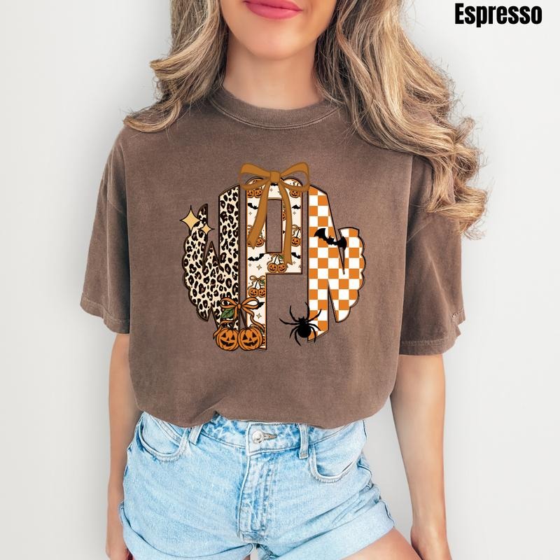 Halloween Theme Monogram Comfort Colors T-Shirt 'NLB' Hoodie, Sweatshirt | HypeCrazeTee.com