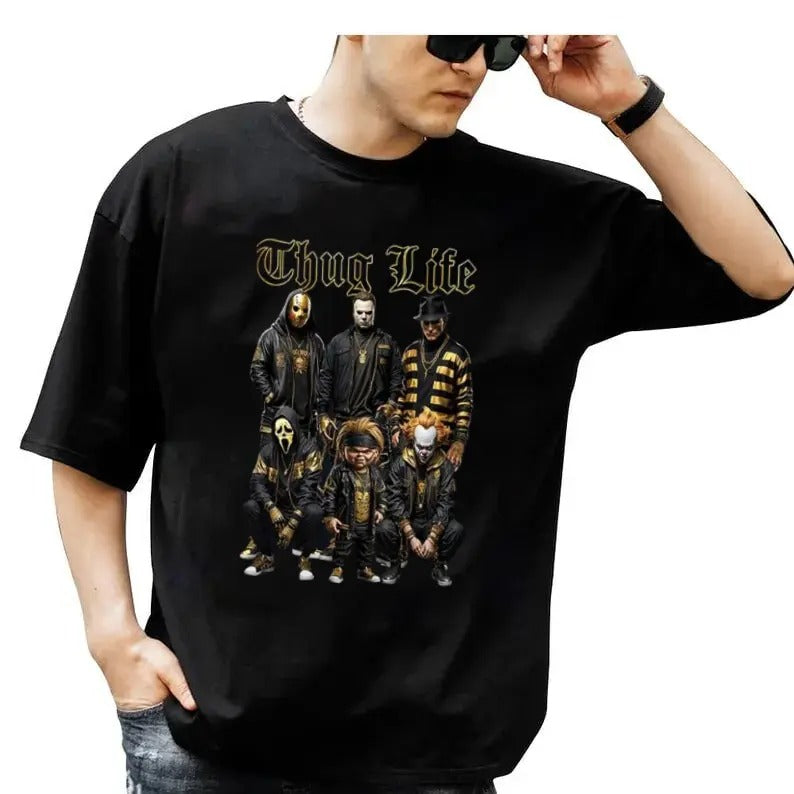 Halloween Thuglife Shirt, Horror Characters Shirt, Halloween Graphic Tee Shirt, Hororr Movie Shirt, Spooky Season, Unisex...