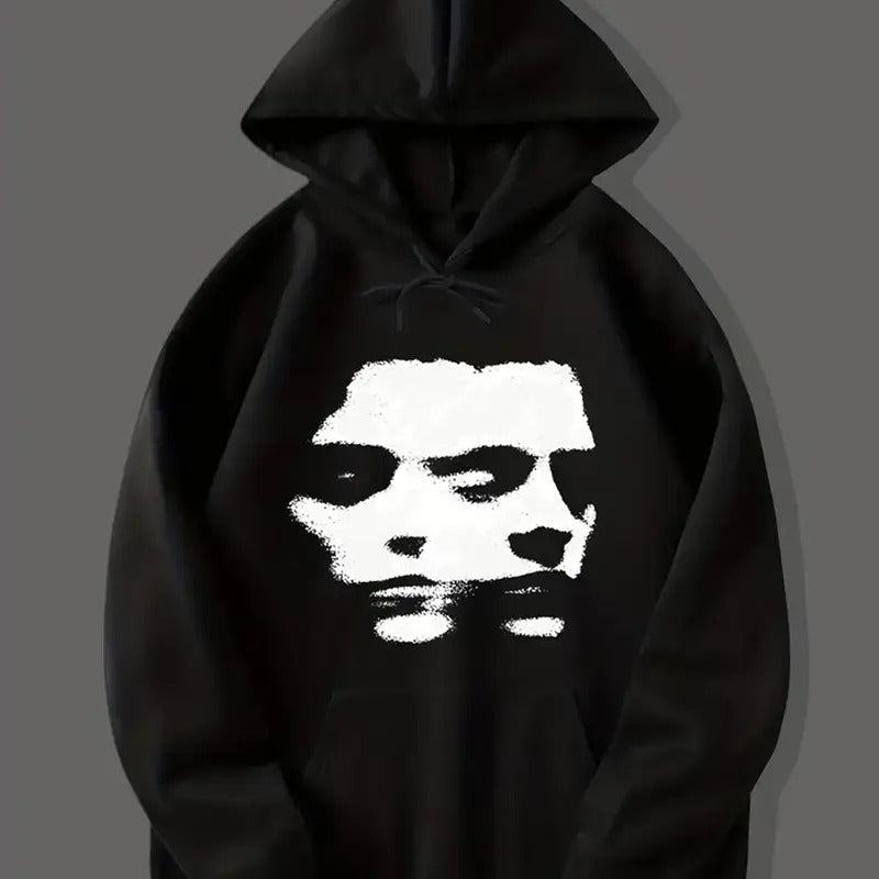 Halloween Unisex Graphic Oversized Hoodie Drawstring Y2K Drop Shoulder Sweatshirts Long Sleeve Casual Pullover T-Shirts
