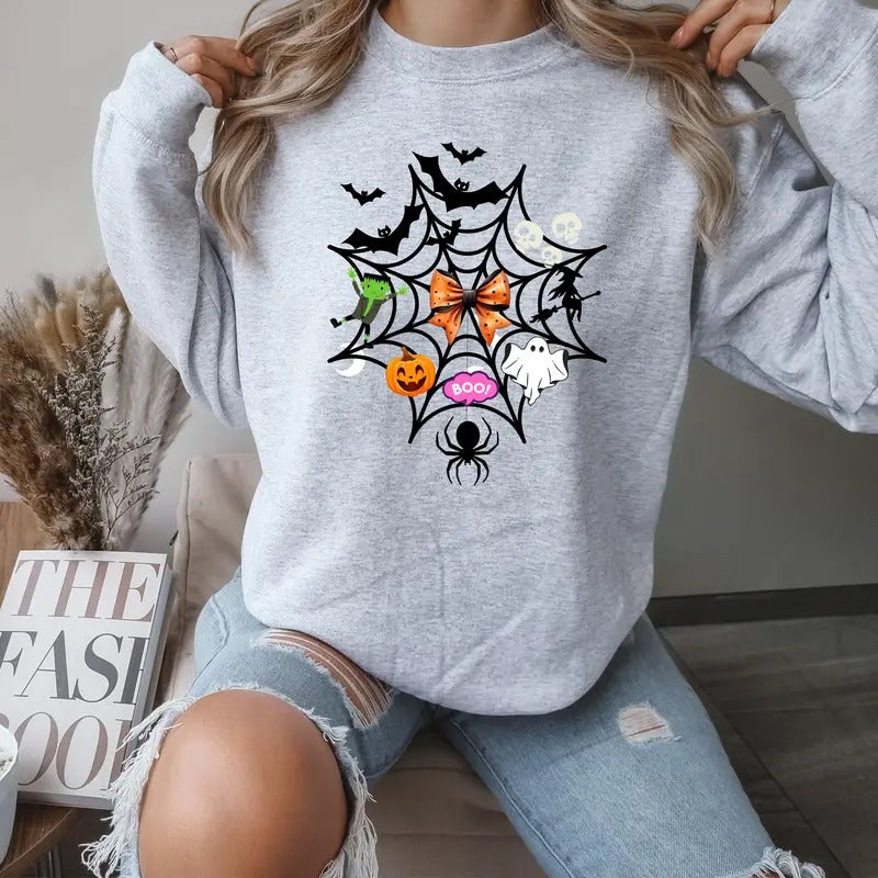 Halloween Web Crewneck Sweatshirt Comfortable T-Shirts, Hoodie | HypeCrazeTee.com
